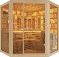 Четырехместная комбинированная угловая соляная сауна Comfort из кедра